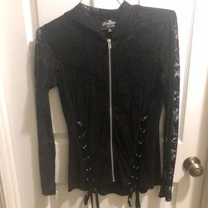 TRIPP ROYAL BONES Black Rose Lace Hoodie